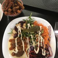 Humpit salad and sweet potato fries at Humpit in Leeds