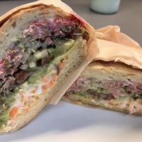 Happy Hippie sandwich  at Mendocino Farms in Seattle