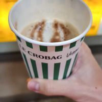 Choco cappuccino with oatmilk (took a photo only after drinking from it, oops) at Le Crobag in Cologne