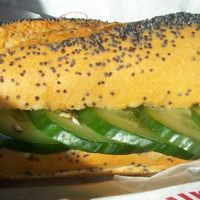 Cucumber and herb pate baguette at Le Crobag in Cologne