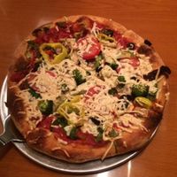 Mega veggie pizza with vegan cheese at Mellow Mushroom in Salt Lake City