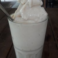 Banana peanut butter shake at Pun Pun Market in Chiang Mai