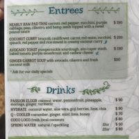 Entrees and special drink selections at Raw Love - Ahau Tulum Beach in Tulum