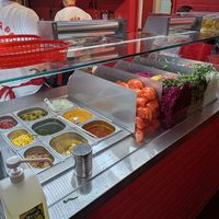 Sauces and vegetables at Döner Pro in Berlin