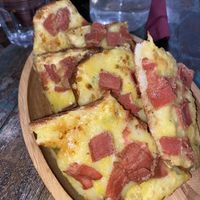 Vegan cheese and bacon garlic bread $14  at The Pizza and Pasta Kitchen in Toongabbie