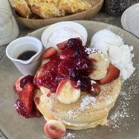 Vegan pancakes with berries and cream and coconut ice cream! 🥥   at The Pizza and Pasta Kitchen in Toongabbie