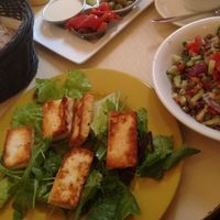 Part of vegan breakfast at Cafe Meshulash in Tel Aviv