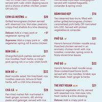 Lunch menu at Hanoi Boy in Cambridge