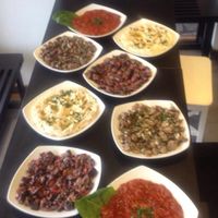 different plates at Hummus Bar in Lund