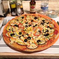 pizza Laia - a yummy vegan pizza (of many)  at Dolce Pizza y Los Veganos - Hipolit Lazaro in Barcelona