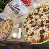 Ragou and chorizo vegan pizza at Dolce Pizza y Los Veganos - Hipolit Lazaro in Barcelona