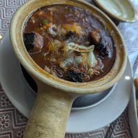 Noodle hot pot at Boddhi Garden Vegetarian Restaurant in Kathmandu