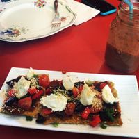 Raw pizza & raw cacao smoothie  at Bliss in Thunder Bay