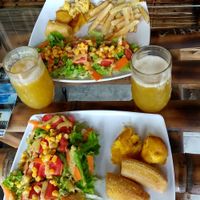 Day's menu's 2nd course and juice at El Punto Veggie in Salento