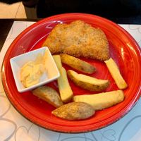 “Pollo” rebozado. Buenísimo también  at Cor Verd in Igualada