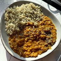 Lentil dhal with basmati rice at Cor Verd in Igualada