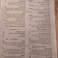 Menu (Hebrew) at Alegria in Tel Aviv