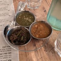 Samples of soup and stews  at Alegria in Tel Aviv