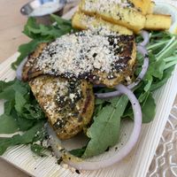 Seaweed tofu with polenta sticks at Alegria in Tel Aviv