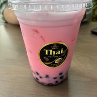 Strawberry boba drink with coconut milk   at Tik's Thai Yellow Springs in Yellow Springs