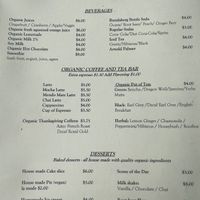 Drink menu  at Cafe One in Fort Bragg