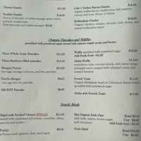 Main menu   at Cafe One in Fort Bragg