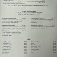 Lunch menu  at Cafe One in Fort Bragg