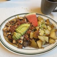 Hippe scramble (made vegan)  at Cafe One in Fort Bragg