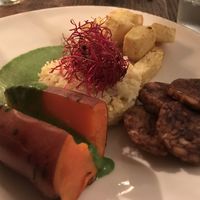 grilled tempeh with sweet potato and celery   at Bites and Wines in Antwerpen