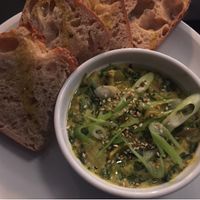 Artichoke dip with bread  at MARIA in Berlin