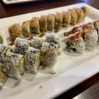 Vegan chicken tempura roll, Jacksonville Vegan Lovers roll, and Chicago Fire roll  at Sushiko in Jacksonville