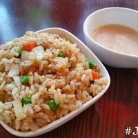 Fried rice (tell them no egg) with vegan shrimp sauce made with Hampton Creek Just Mayo)  at Sushiko in Jacksonville