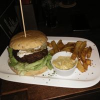 Burger with vegan patty. Fries and dip are extra and not included in burger prizes. at Zapfhahn in Bamberg