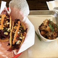 Cheezy potatoes  at Dharma Southern Chick'n in Orlando