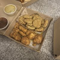 kids nugz w fried pickles  at Dharma Southern Chick'n in Orlando