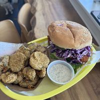 fried pickles and nashville chickn  at Dharma Southern Chick'n in Orlando