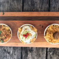 Mac and cheese flight (original, buffalo, garlic) at Dharma Southern Chick'n in Orlando