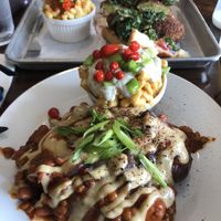 ? chili cheese dogs, fried green tomato sandwich  at Dharma Southern Chick'n in Orlando