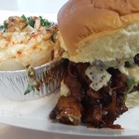 BBQ Jackfruit Slider with Potato Salad at Dharma Southern Chick'n in Orlando