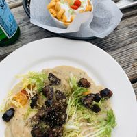 Biscuits and gravy and buffalo mac and cheese at Dharma Southern Chick'n in Orlando
