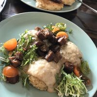 Biscuits and gravy 👌🏽 at Dharma Southern Chick'n in Orlando