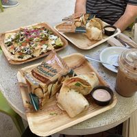 Dean Street Burritos, Nachos, and Nutella Iced Coffee (the nachos were nothing special and had watery cheese but everything else was AMAZING)  at Green Cup Cafe in Fort Myers