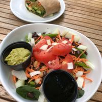 Rice Bowl (subbed quinoa for rice) & Garden Burger Wrap at Green Cup Cafe in Fort Myers