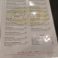 Separate vegan menu at Kati Thai Cuisine in Gadsden