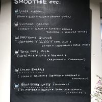 Smoothie menu at Smoothie etc. in Kyoto