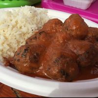 'Meatballs' & rice at kVegan in Tenerife