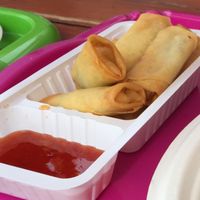 Spring rolls with sweet chilli dipping sauce at kVegan in Tenerife