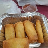Spring rolls and sweet n sour sauce at kVegan in Tenerife