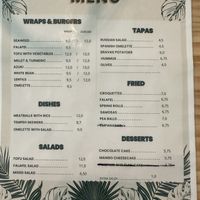 Menu  at kVegan in Tenerife