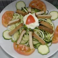 Tofu dish (display item) at kVegan in Tenerife